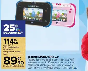 Carrefour Market Tablette Storio Max 2.0 offre