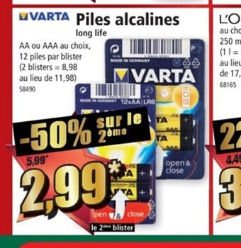 Norma Varta piles Alcalines offre