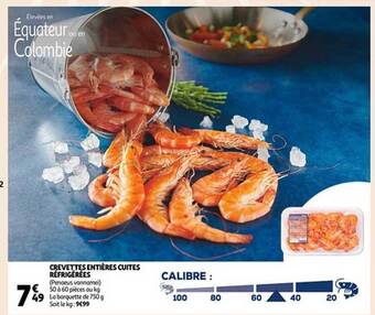 Auchan Crevettes entières cuites réfrigérées offre