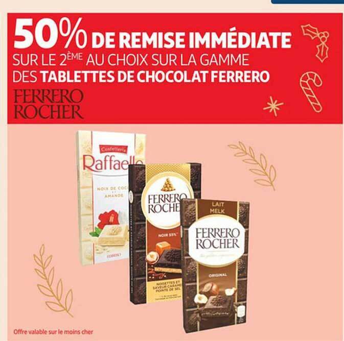 Promo La gamme tablettes de chocolat ferrero rocher chez Auchan