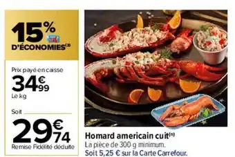 Carrefour Homard americain cuit offre