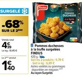 Carrefour Pommes duchesses à la truffe surgelées findus offre