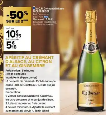 Carrefour A.o.p. crémant d'alsace wolfberger offre