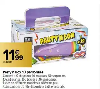 Carrefour Party 'n box 10 personnes offre
