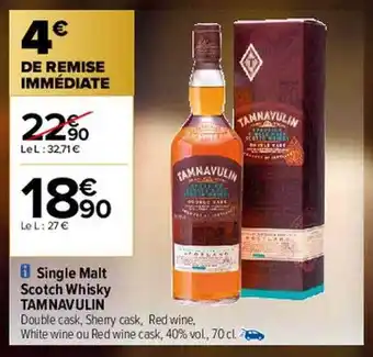 Carrefour Single malt scotch whisky tamnavulin offre