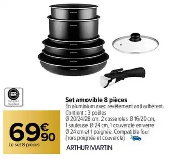 Carrefour Set amovible 8 pièces arthur martin offre