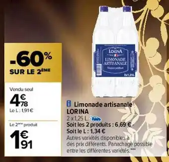 Carrefour Limonade artisanale lorina offre
