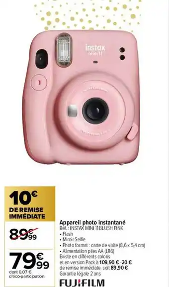 Carrefour Appareil photo instantané fujifilm offre