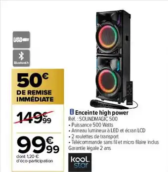 Carrefour Enceinte high power kool star offre
