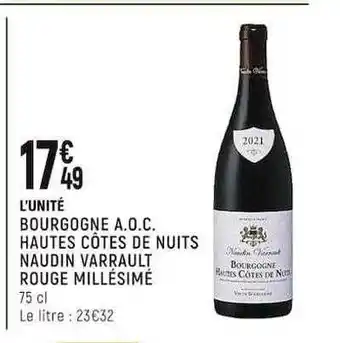 Bourgogne a.o.c. hautes côtes de nuits naudin varrault rouge millésimé