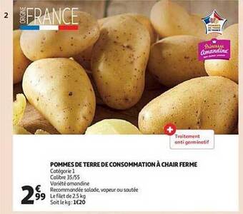 Auchan Pommes de terre de consommation à chair ferme offre