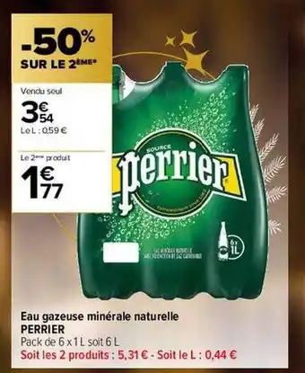 Carrefour Contact Eau gazeuse minérale naturelle perrier offre
