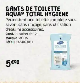 Distri Club Médical Gants de toilette aqua total hygiène offre