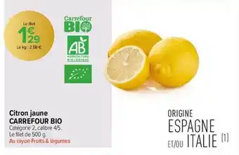 Carrefour Contact Citron jaune carrefour bio offre
