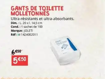 Distri Club Médical Gants de toilette molletonnes joleti offre