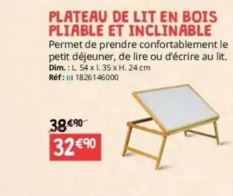 Distri Club Médical Plateau de lit en bois pliable et inclinable offre