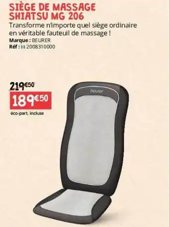 Distri Club Médical Siège de massage shiatsu mg 206 beurer offre
