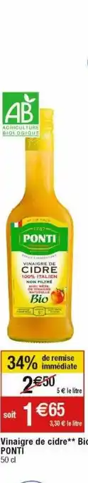 Cora x Carrefour Vinaigre de cidre bio ponti offre