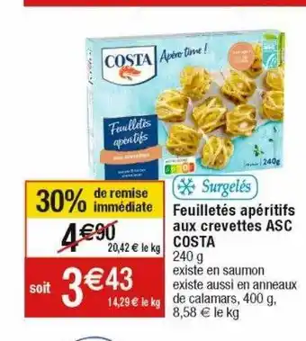 Cora x Carrefour Feuilletés apéritifs aux crevettes asc costa offre
