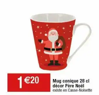 Cora x Carrefour Mug conique 28 cl décor père noël offre