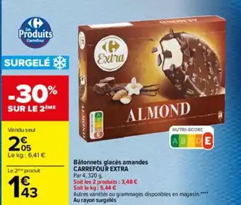 Carrefour Batonnets Glaces Amandes Carrefour Extra offre
