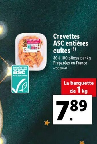 Lidl Crevettes ASC Entieres Cuites offre