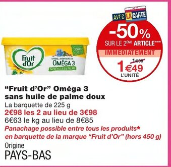 Monoprix Fruit d'or Oméga 3 sans huile de palme doux offre