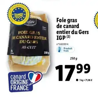 Lidl Foie Gras De Canard Entier Du Gers IGP offre
