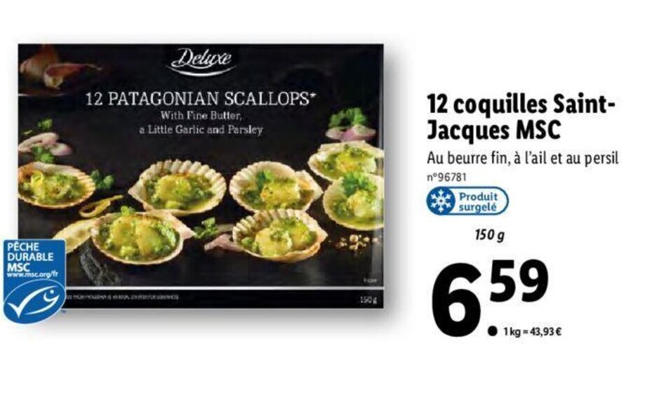 Promo 12 Coquilles SaintJacques MSC chez Lidl