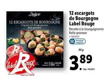 Lidl 12 Escargots De Bourgogne Labe Rouge offre