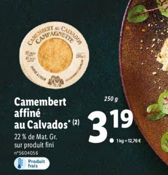 Promo Camembert Affine Au Calvados chez Lidl