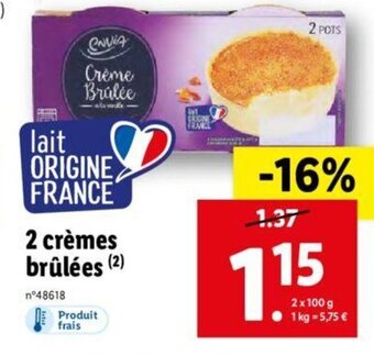 Lidl 2 Cremes Brulees offre