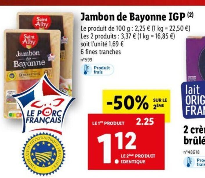 Promo Jambon De Bayonne IGP chez Lidl