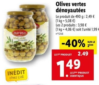 Lidl Olives Vertes Denoyautees offre