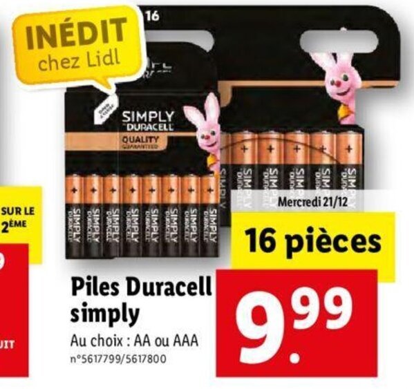 Promo Piles Duracell Simply chez Lidl