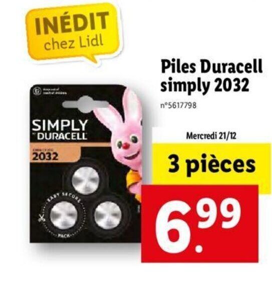 Promo Piles Duracell Simply 2032 chez Lidl