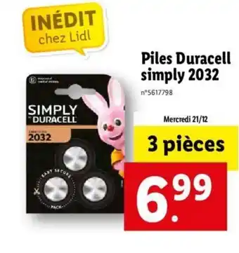 Piles Duracell Simply 2032