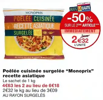 Monoprix Poêlée cuisinée surgelée Monoprix recette asiatique offre