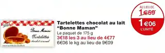 Monoprix Tartelettes chocolat au lait bonne maman offre