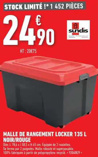 Malle de rangement locker 135 L noir/rouge