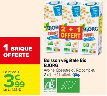 Carrefour Market Boisson végétale bio BJORG offre