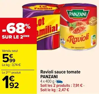 Carrefour Market Ravioli sauce tomate PANZANI offre