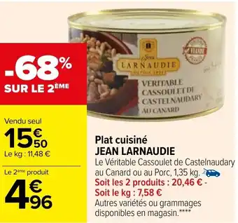 Carrefour Market Plat cuisiné JEAN LARNAUDIE offre
