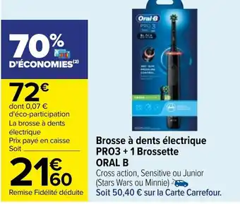 Carrefour Market Brosse à dents électrique PR03 + 1 brossette ORAL B offre