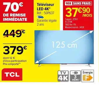 Carrefour Market Téléviseur LED 4K offre