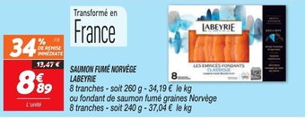 Saumon fumé norvège LABEYRIE