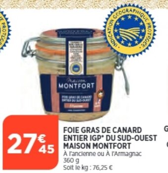 Bi1 Foie Gras de canard Entier IGP Du Sud-ouest Maison Montfort offre
