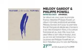 Fnac Melody gardot & philippe powell - entre eux deux - universal offre