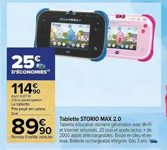 Carrefour Market Tablette storio max 2.0 offre