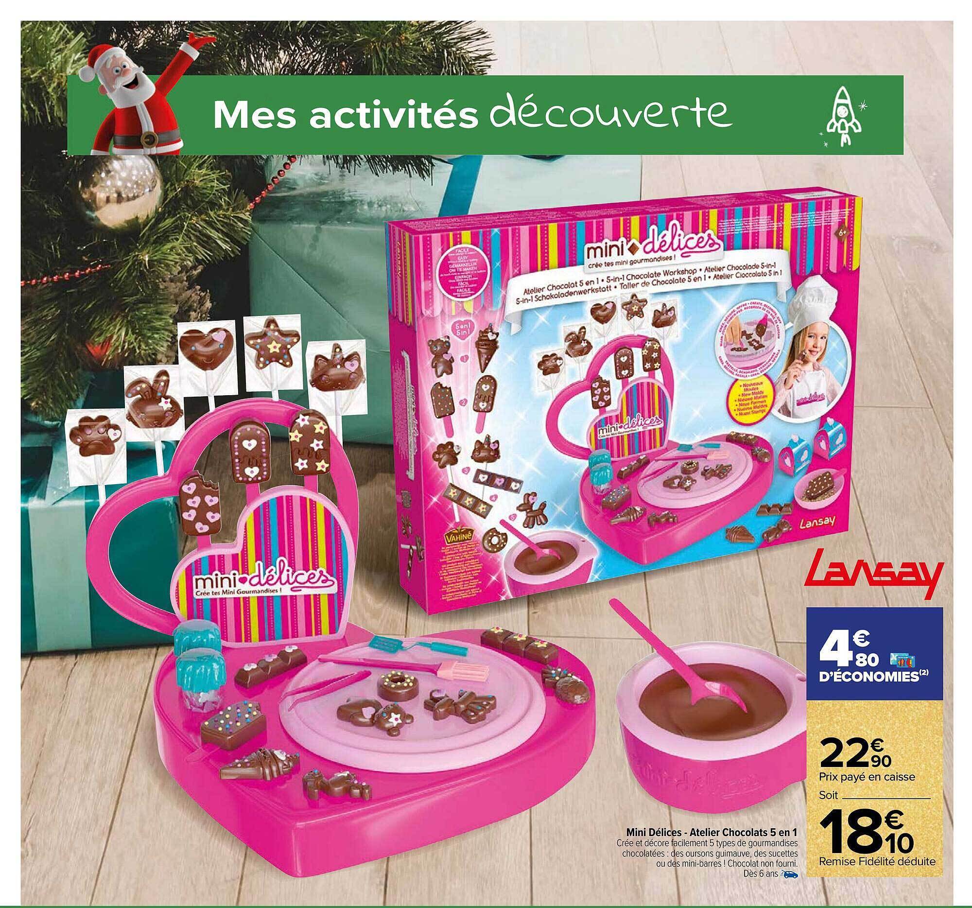 Promo Mini délices atelier chocolats 5 en 1 lansay chez Carrefour Market